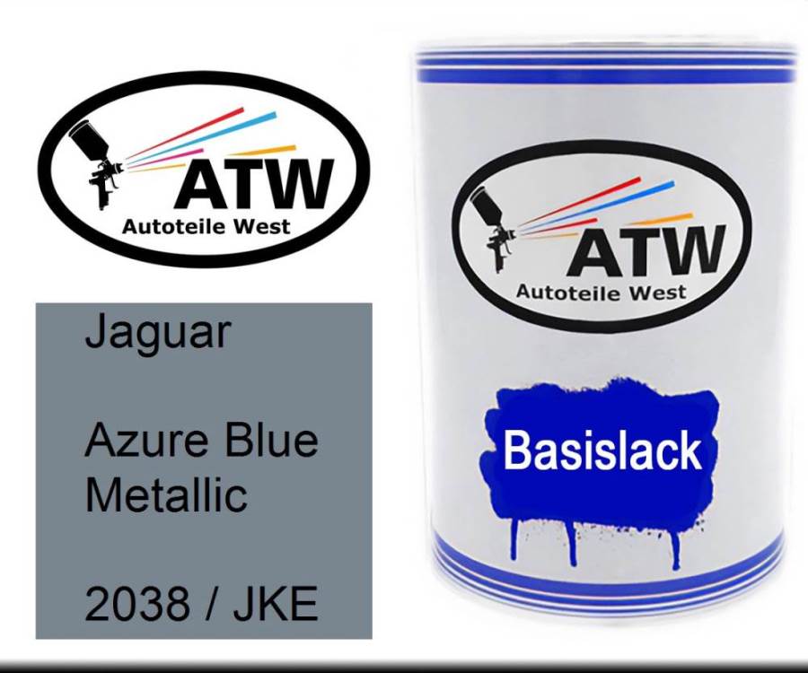 Jaguar, Azure Blue Metallic, 2038 / JKE: 500ml Lackdose, von ATW Autoteile West.